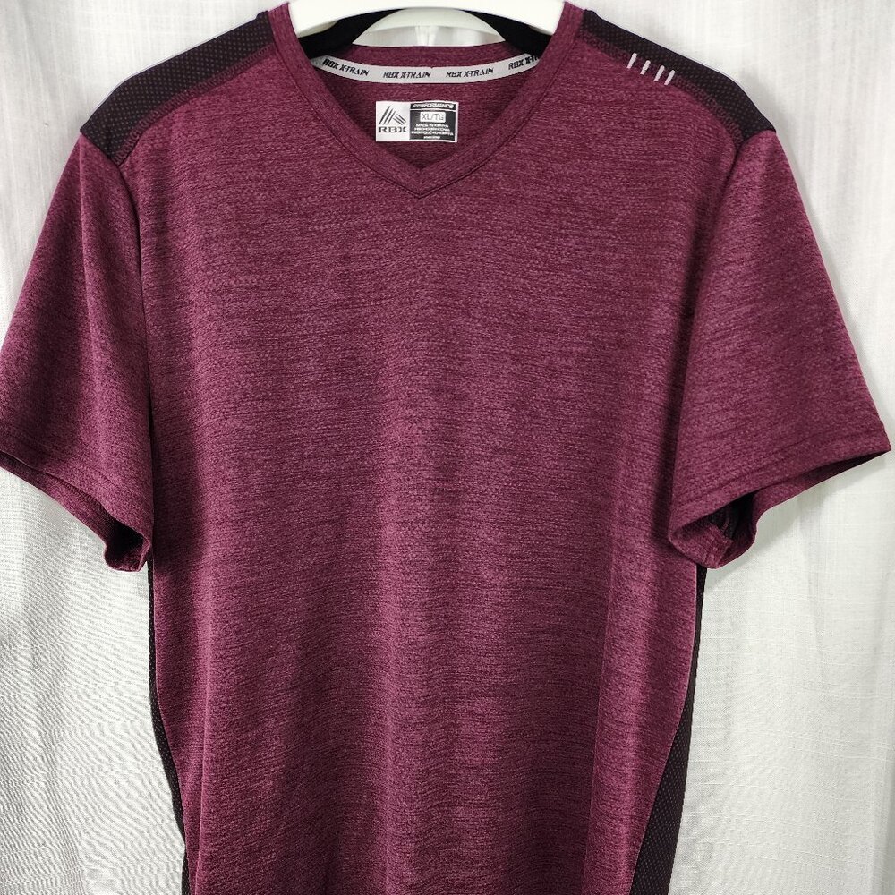 RBX burgundy heather with black accents short sleeve performance t-shirt size XL